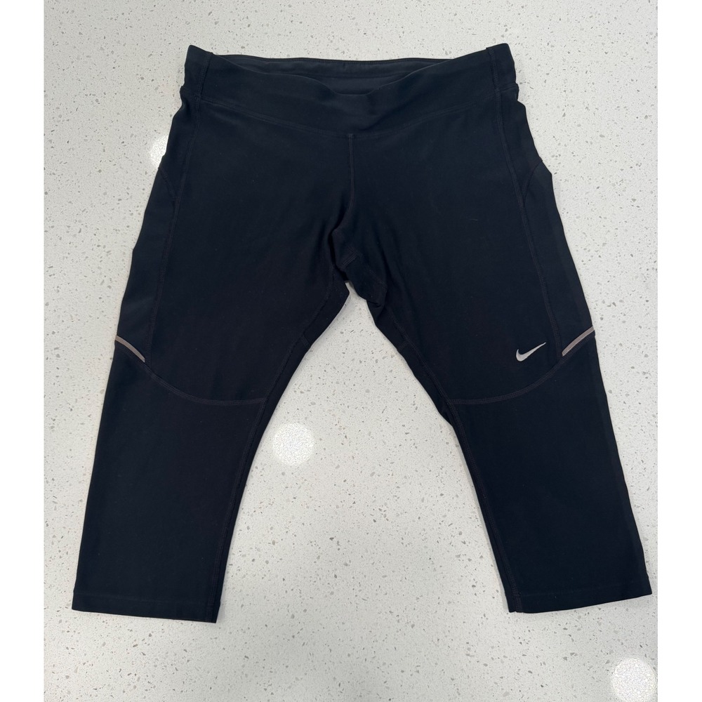 Nike Running Leggings Womens Small Black Excellent Dri-FIT Capri Athleisure